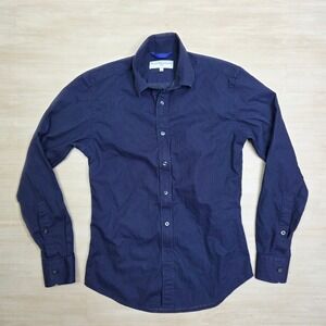 Teddy Stratford NYC Mens Navy‎ Blue Micro Dot Zip Button Down Shirt Size 0